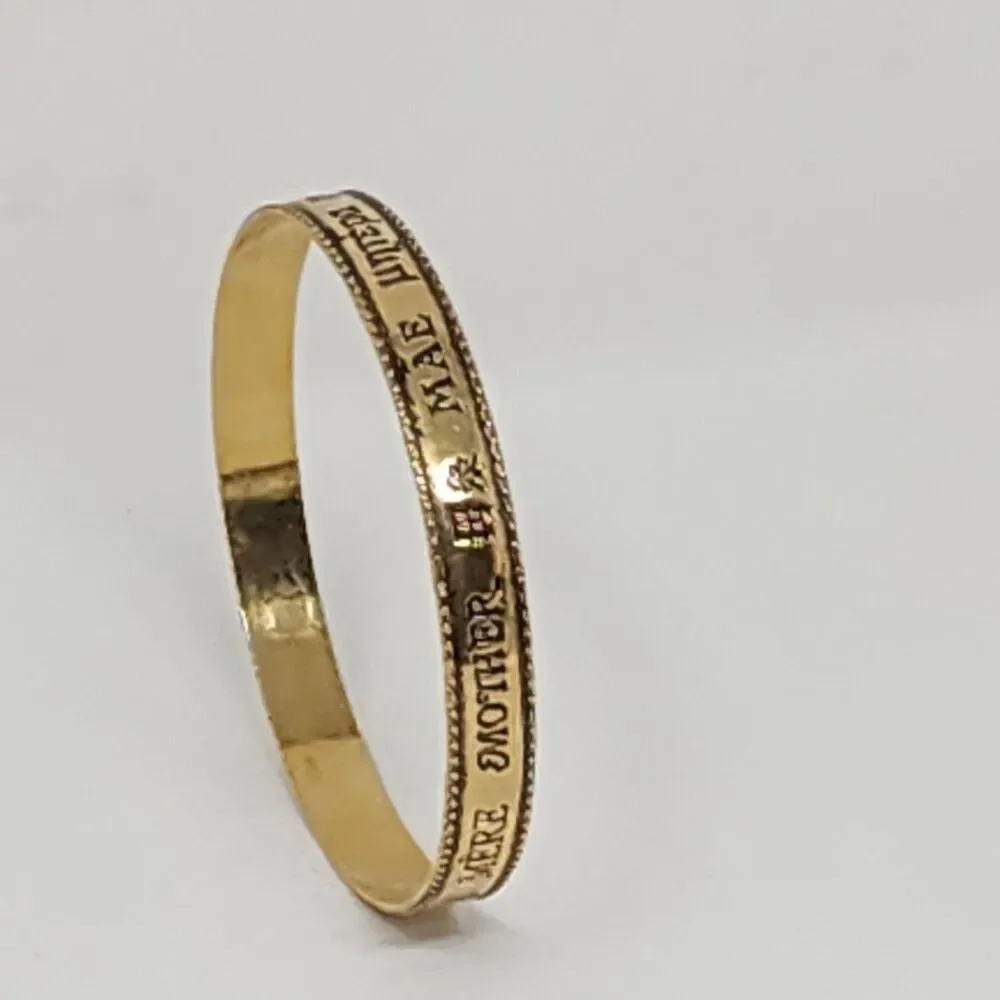 Gold Tone Mother Multilingual Bangle Bracelet Womens Family Love Jewelry Gift